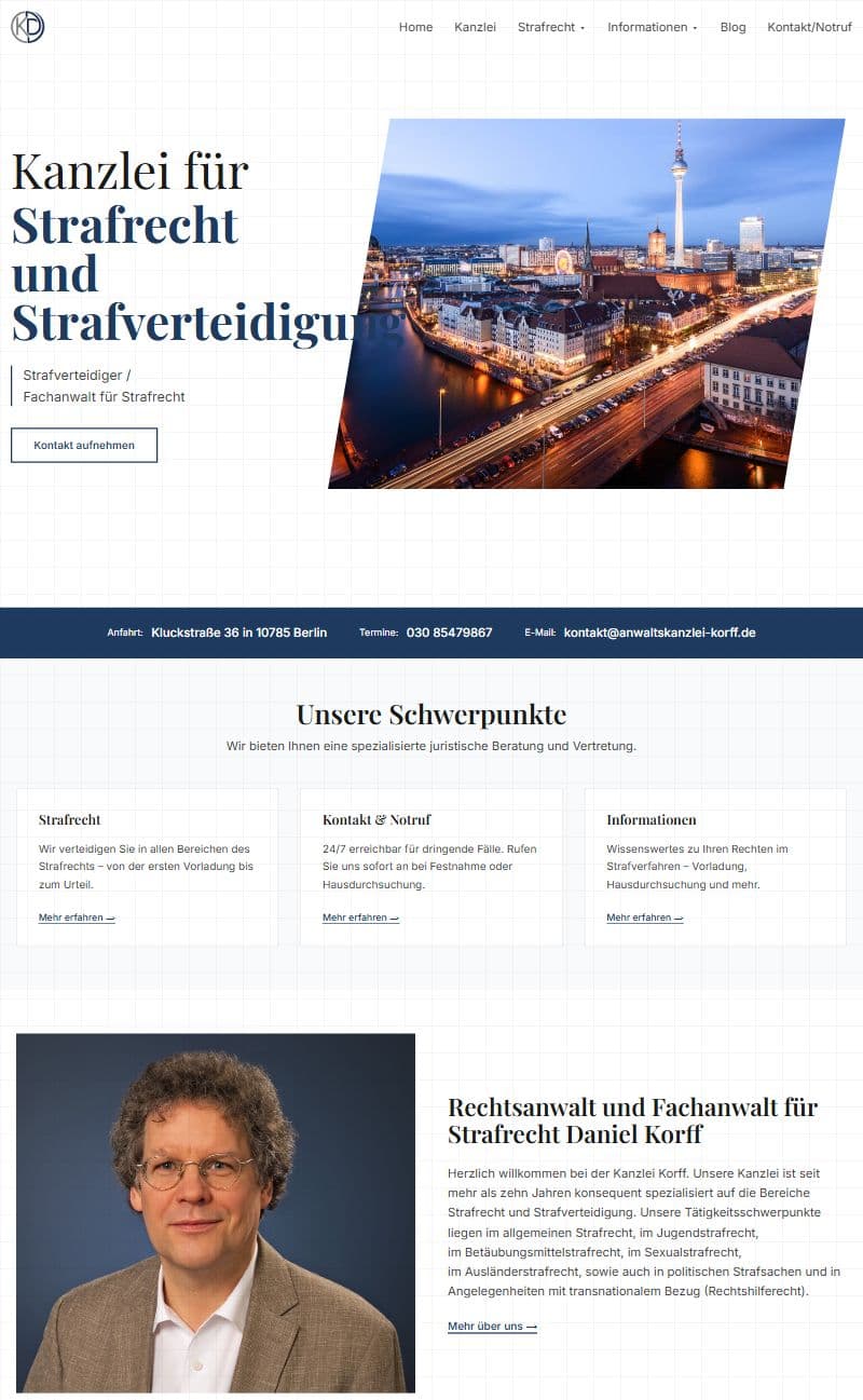 Screenshot der Website anwaltskanzlei-korff.de